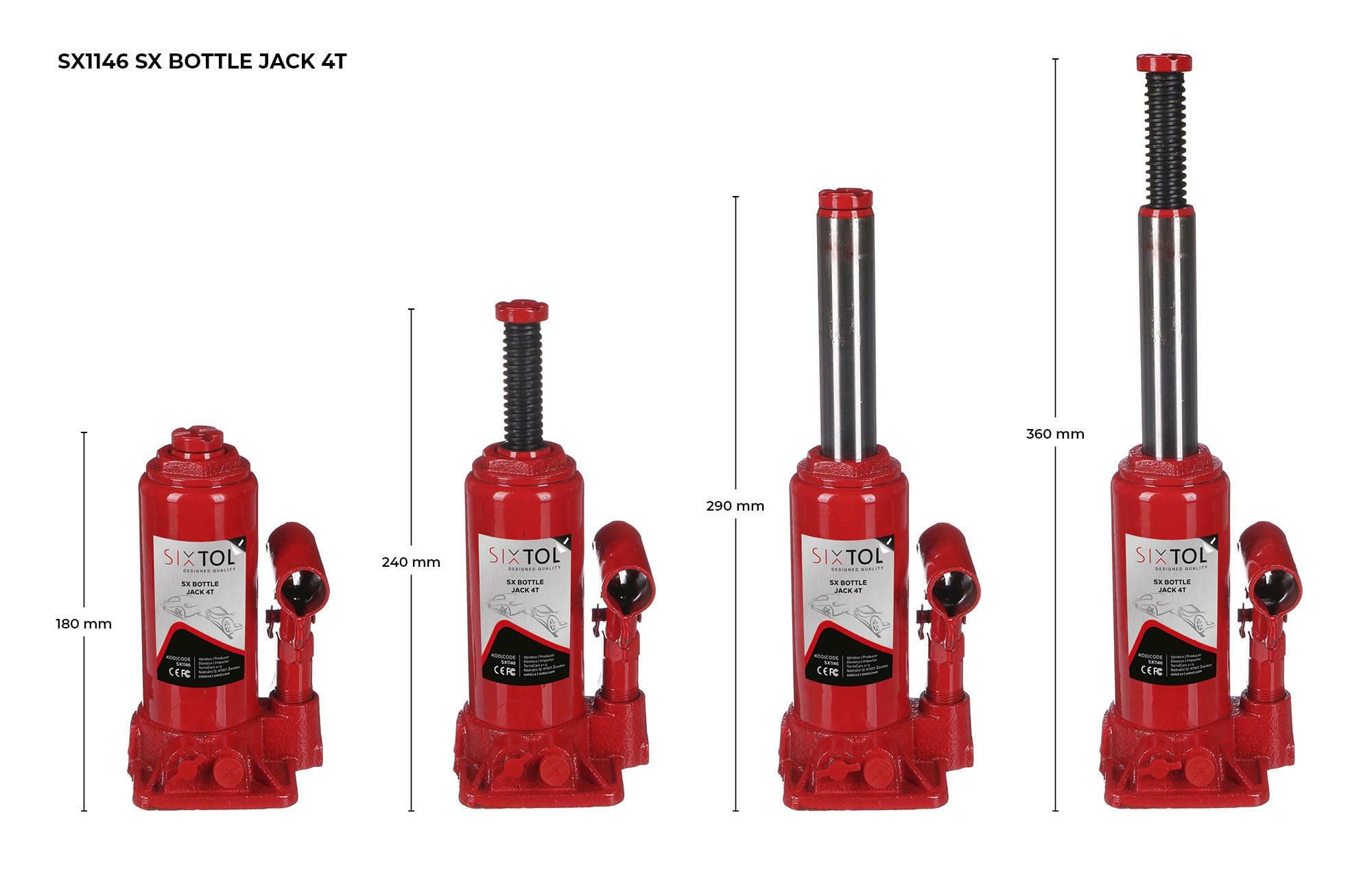 SX BOTTLE JACK 4T | hydrauliczny podnośnik słupkowy | udźwig 4 tony | kompaktowy lewarek samochodowy