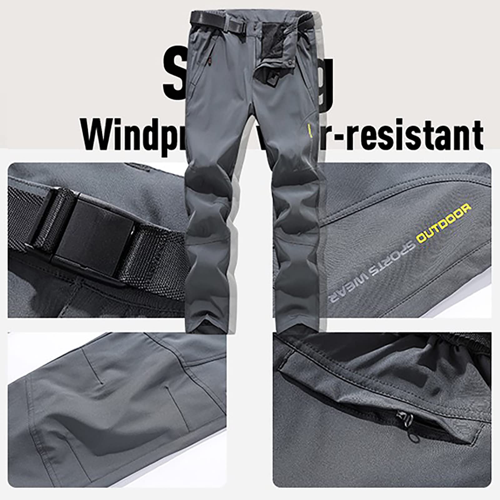 Pantalon Montaña Hombres Secado Rápido Impermeable Pantalones Trekking Escalada Senderismo Acampada Transpirables(Size:4XL,Color:Negro)