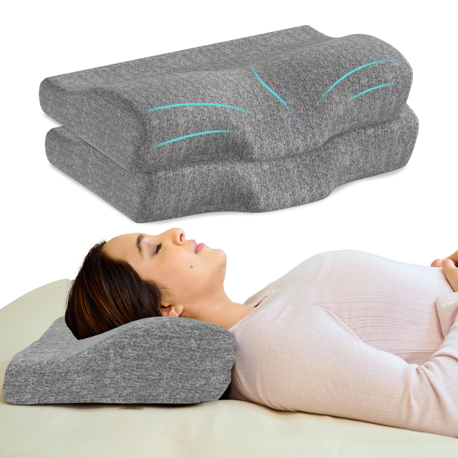 CareFoam Contour Cervical Memory Foam Pillow | 2-Year Manufacturing Warranty | Ergonomic 3-Zone Orthopedic Pillow for Neck Support & Cervical Spine Alignment | Made in India |19 x 11 x 4 Inch