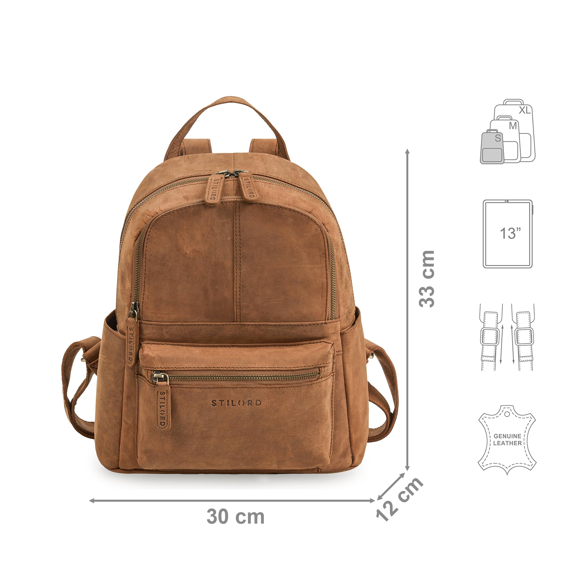 STILORD 'Berry' Zaino Pelle Donna Vera Pelle alla Moda Piccolo Borsa a Tracolla Zaino da Viaggio in Morbida Pelle per viaggio shopping ufficio Zaino Porta PC 13 Pollici