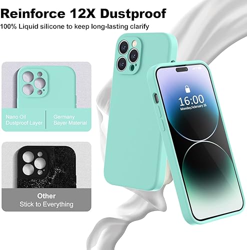 Miniatura 280 de BossKiss Funda compatible con iPhone 14 Pro, silicona mejorada [protección de cámara] [2 protectores de pantalla 9H], forro interior de microfibra