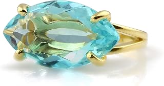 Anemone Jewelry Gold Filled Ring with Marquise Blue Topaz - Statement Birthstone Topaz Ring - Custom Jewelry - Handmade Blue Ring - Choose Your Size and Material - with Gift Box
