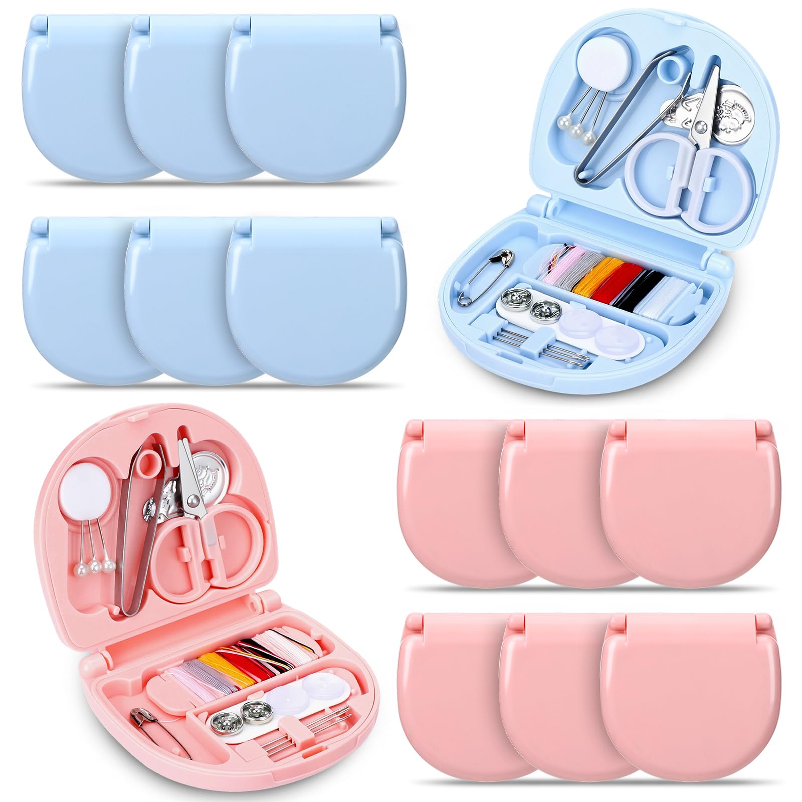 12 Pieces Mini Portable Sewing Kit Compact Emergency Clothes Repair Set