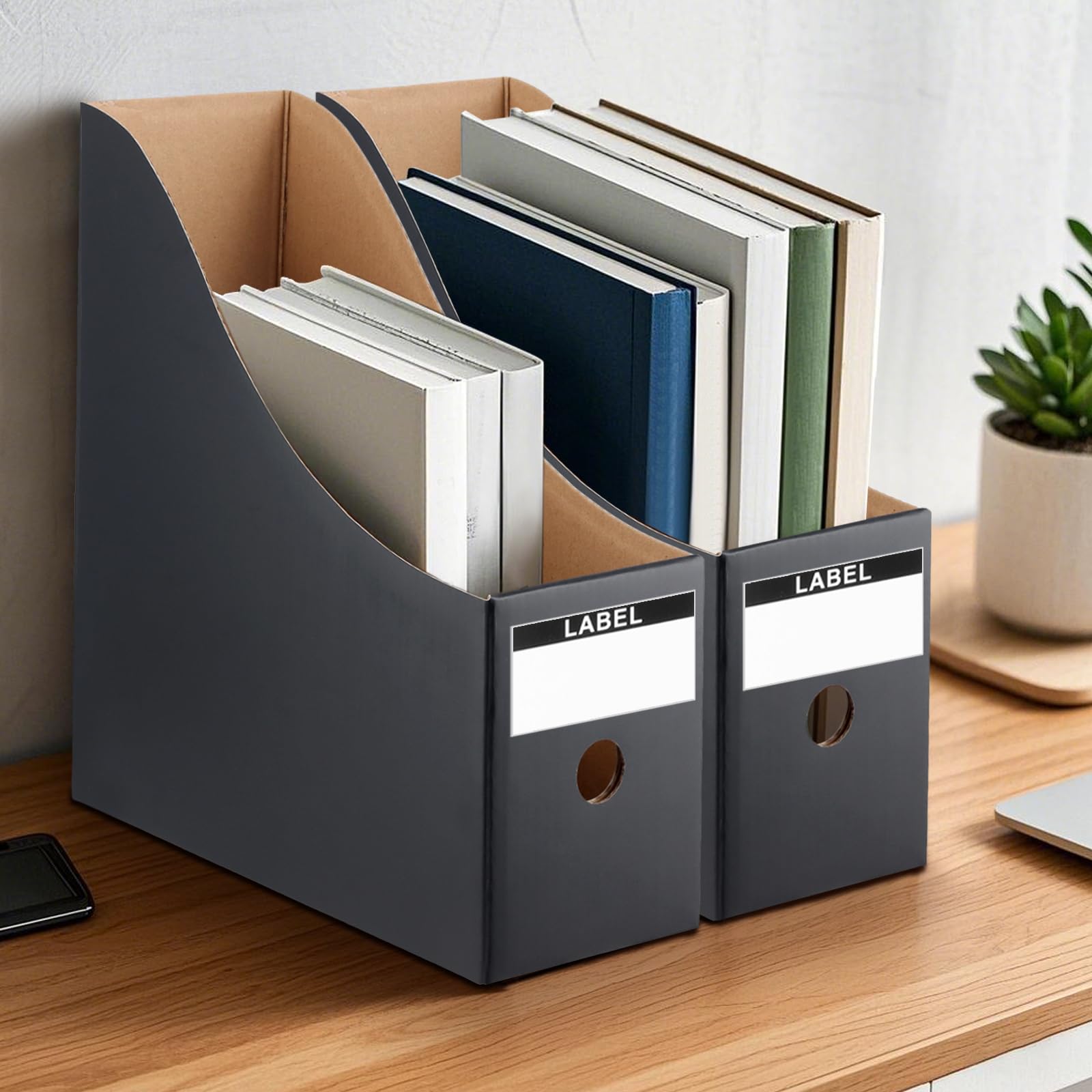 SINJEUN 18 raccoglitori in cartone nero, 26 x 9 x 27 cm, formato A4, portariviste in cartone, organizer da scrivania per casa, ufficio