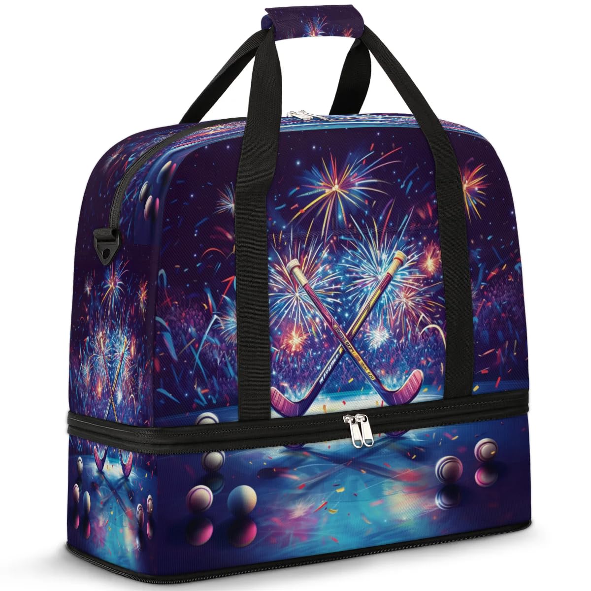 Sac de sport de hockey pour homme et femme, sac de week-end, sac fourre-tout pliable et séparé, 47 l pour sport, gym, yoga, couleur, 47 L, Organiseur de sac