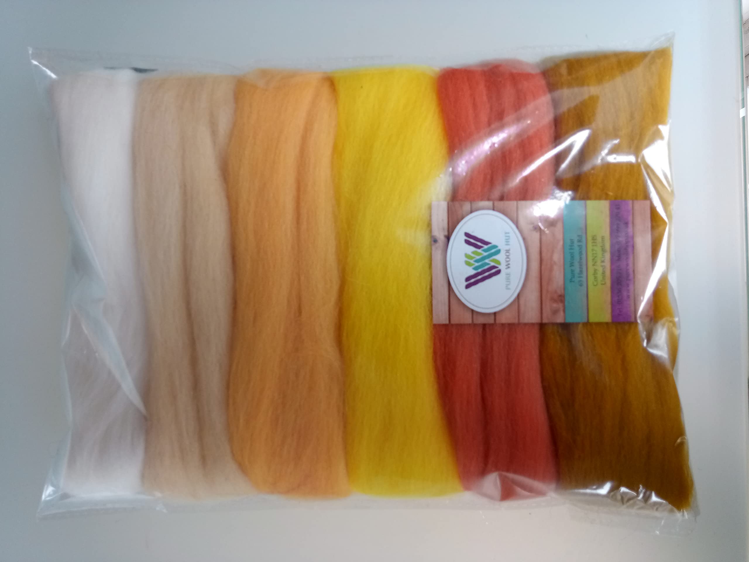 Yellow Shades Set – 100% Pure Merino Wool Roving & Tops for Needle Felting, Wet Felting & Spinning (60g)