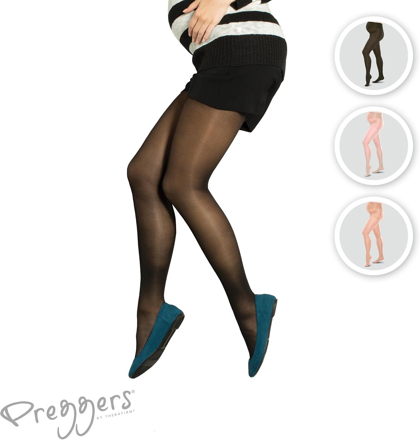 Preggers by Therafirm Maternity Support Sheer Pantyhose - 20-30mmHg Moderate Compression Nylons