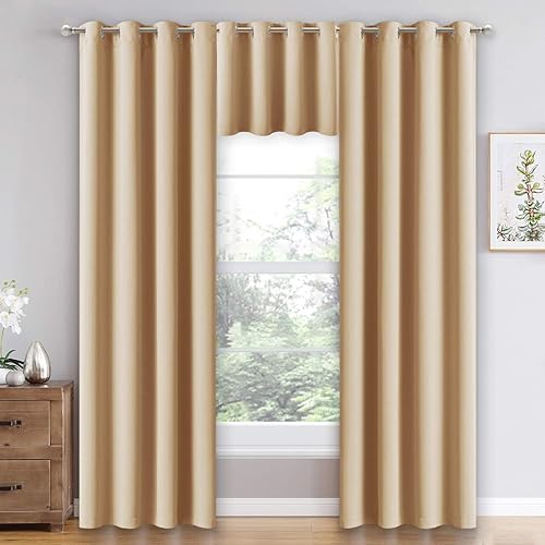 Miniatura 7 de NICETOWN - Cenefas de cocina de estilo rústico, cenefas cortas con ojales, para oscurecer la habitación, para sala de estar (beige biscotti,