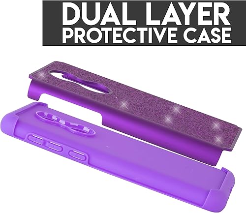 Miniatura 9 de Funda para Alcatel REVVL 2  Alcatel 3  Alcatel 3 Folio  Alcatel 5052W para niñas y mujeres, lujosa funda de teléfono resistente con purpurina