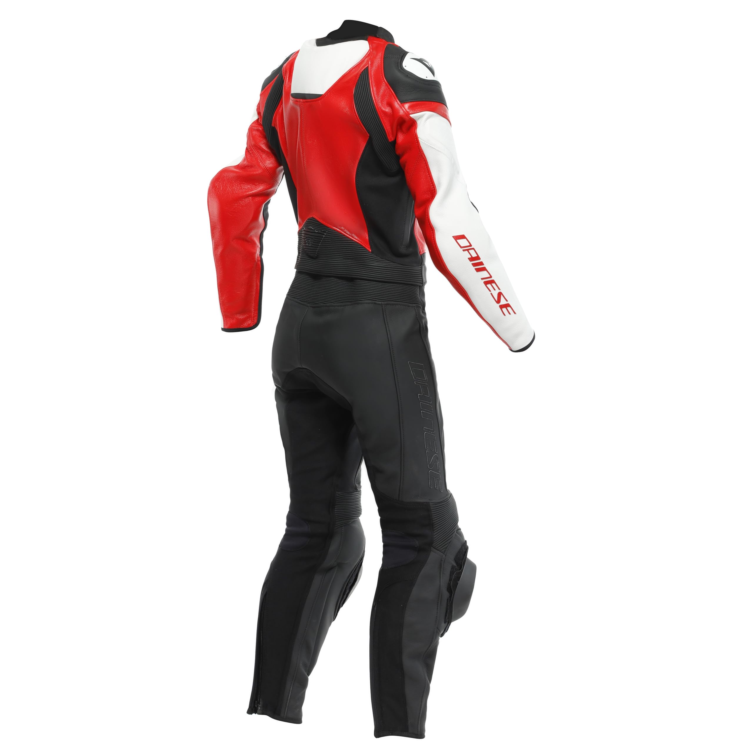 Dainese Mirage Lady - Tuta da moto da donna, 2 pezzi, in pelle, colore nero/rosso lava/bianco, 23