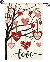 AVOIN colorlife Valentines Day Garden Flag 12x18 Inch Double Sided Outside, Love Heart Tree Rustic Anniversary Wedding Yard Outdoor Flag