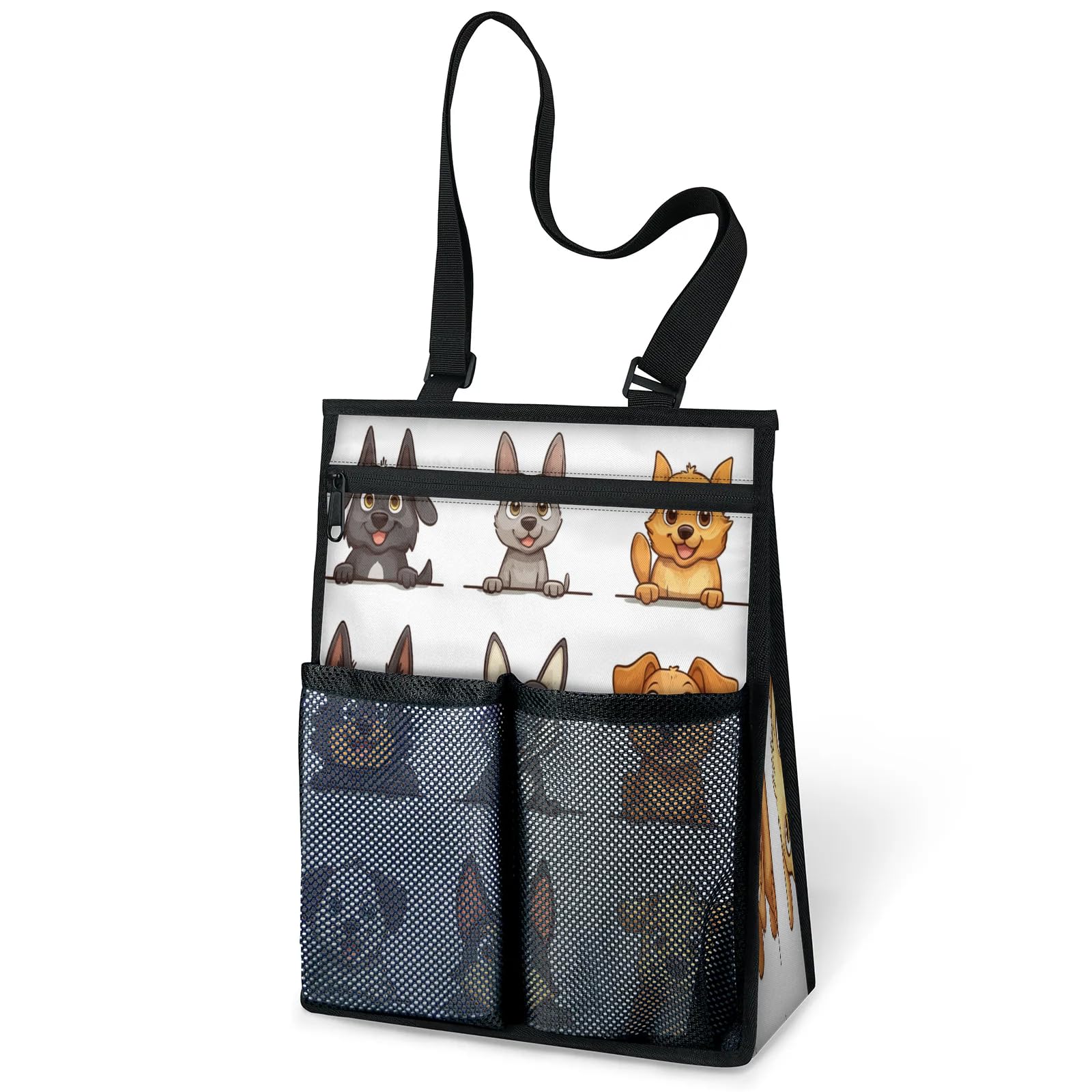 Ourtheme Cute Cartoon Dogs Portable Shower Bag for Travel Gym Camp Beach Tote Shower Caddy Bags Hanging Toiletry