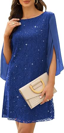COOAN Wedding Guest Cocktail & Formal Dresses for Women - Lace Sequin Dress