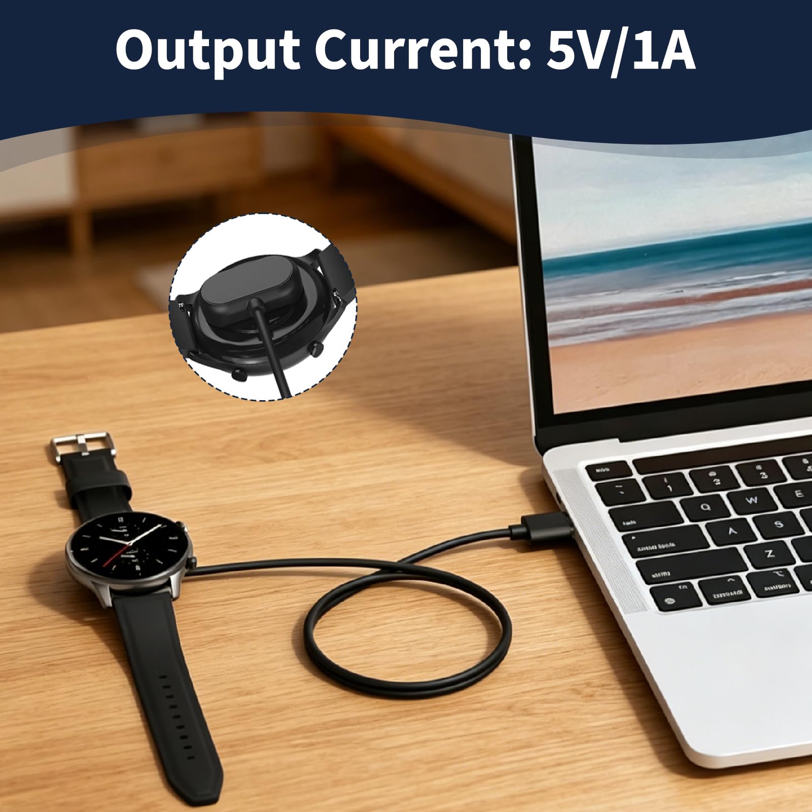 2 Stück Ladegerät Kompatibel mit Amazfit GTR 2/2e GTS 2 Mini T-REX Pro, Magnet Ladekabel, Magnetisches Kabel für Smartwatch Zubehör 60 cm Ladestation USB-Schnellladung für Uhr Uhrzeit Fitness Tracker