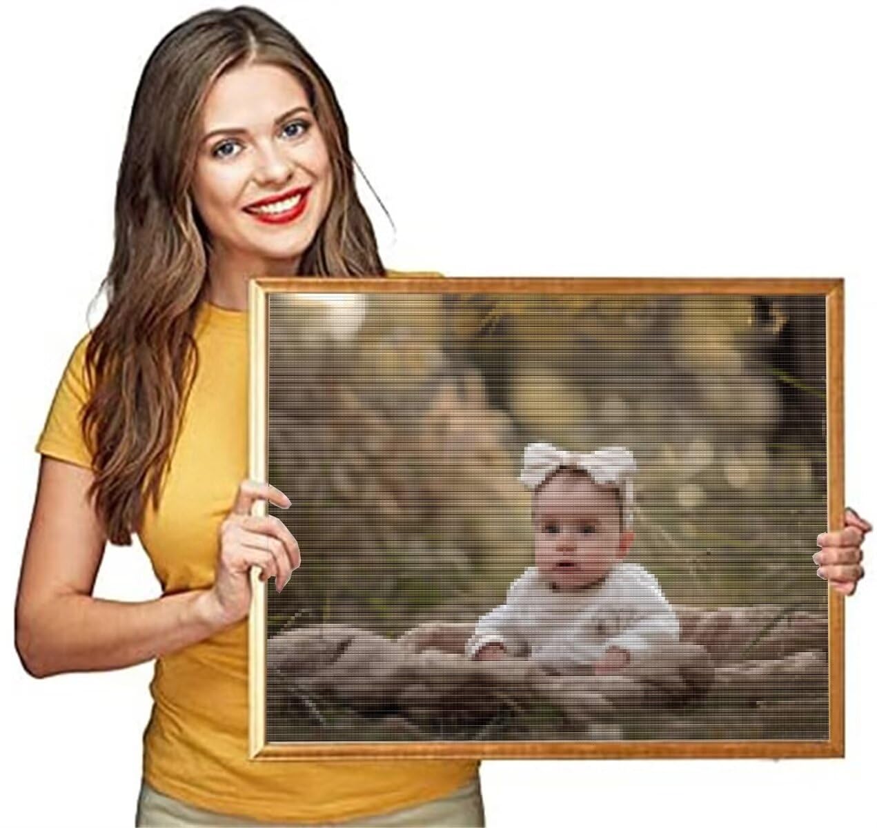 Diamond Painting Personalizzato, Pittura Diamante Personalizzata con Foto 5D Diamante Foto Kit Completo Pittura Rotondo/Quadrato Diamanti DIY Regalo per la famiglia, Amico Home Wall Decor 80x110cm R68