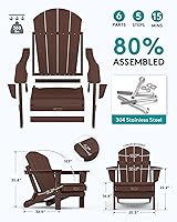Vista 225 de SERWALL - Silla plegable Adirondack para patio, jardín, exterior, resistente a la intemperie, sillas para hoguera, color naranja