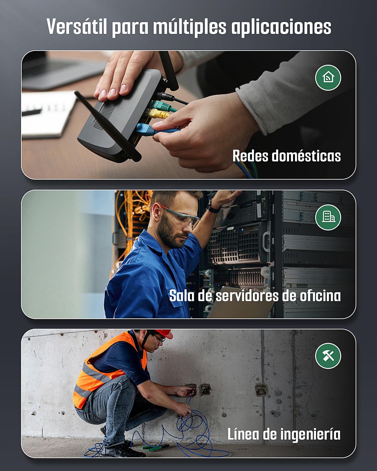 TESMEN TLP-900AR Comprobador de cables de red, RJ11 RJ45, para CAT5/6/POE/STP, con emparejamiento, Continuidad, QC&NCV, apto para Ethernet, Teléfono, mantenimiento y clasificación de cables -verde