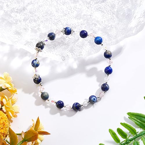 Miniatura 5 de OLYCRAFT 124 cuentas redondas sueltas de lapislázuli de 0.236 pulgadas, cuentas de piedra natural, piedras preciosas redondas, cuentas espaciadoras