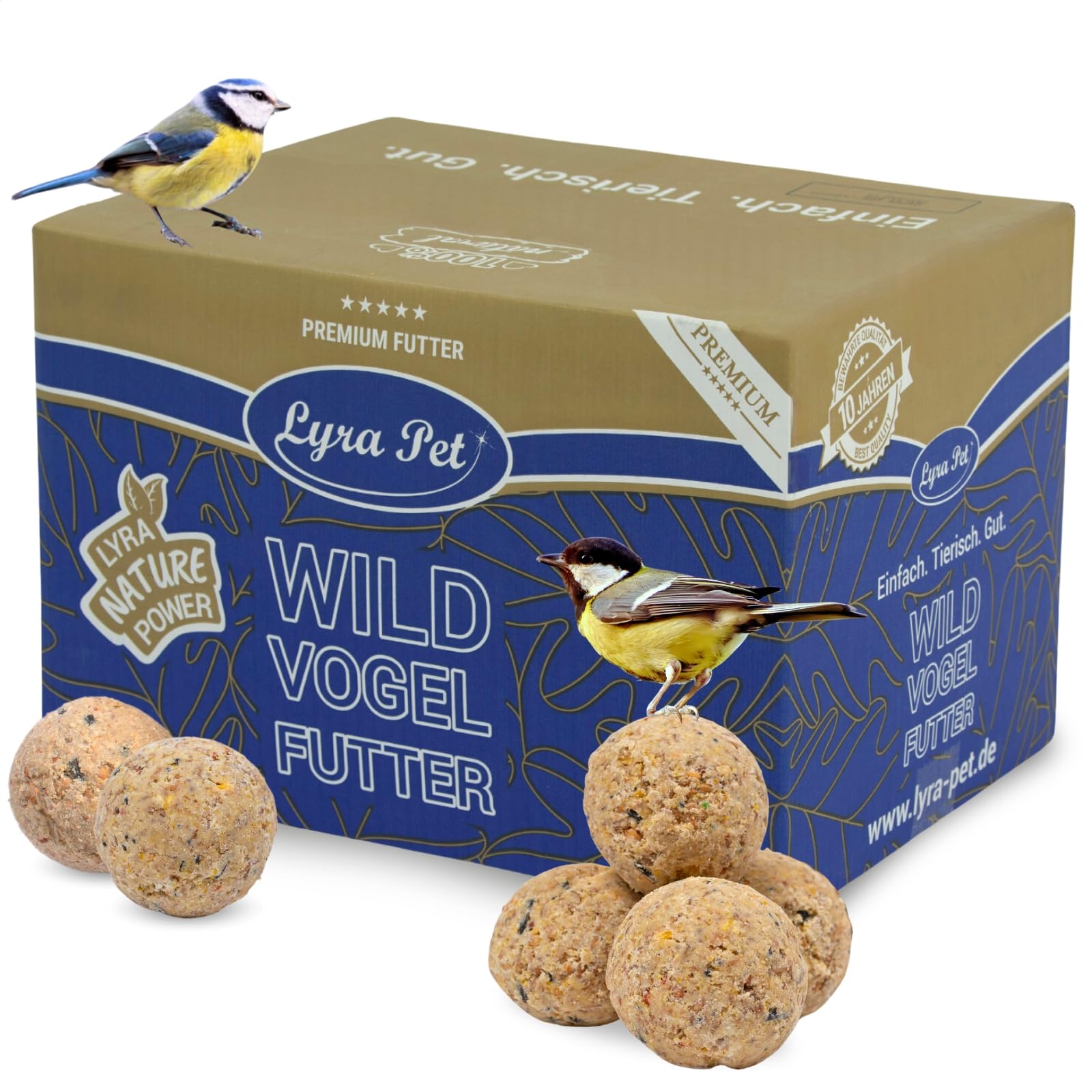 Lyra Pet® | 200 Ganzjahresknödel ohne Netz à 90 g = 18 kg | Energiespender für Körnerfresser | Abwechslungsreiches Wildvogelfutter | Meisenknödel Sommer & Winter | Energie für Wildvögel