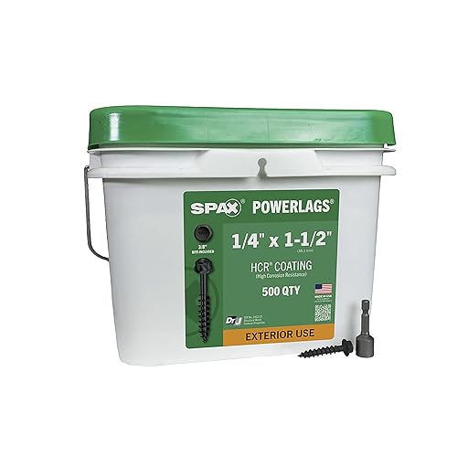 Miniatura 32 de Tornillos de retraso de madera estructural de cabeza hexagonal exterior de 1/2 "x 8" Powerlags Hex (100 EA) cubo a granel