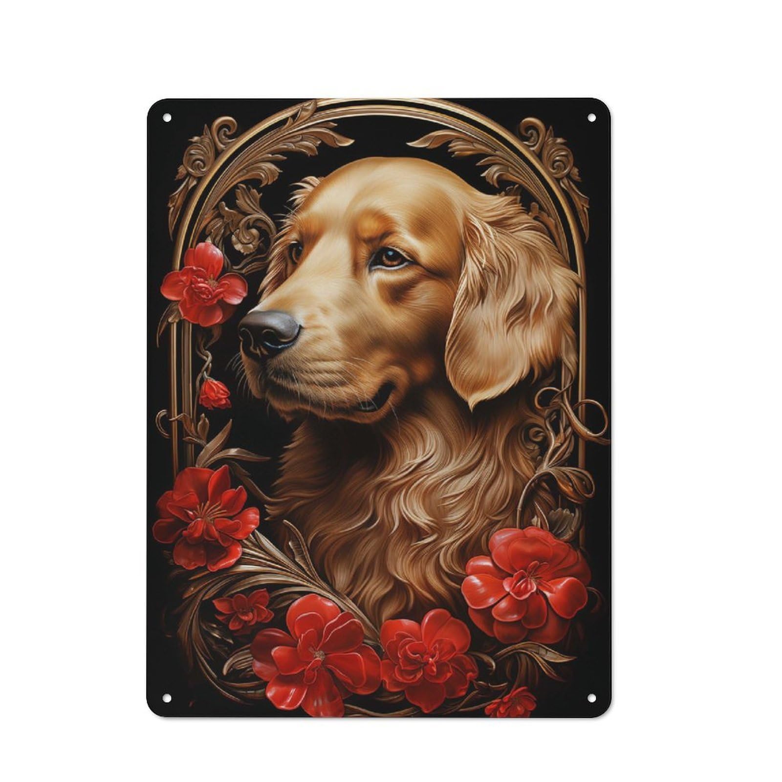 Junmoney Golden Retriever Art Metal Wall Plaque 40X30cm, Simple Retro Office Wall Decor For Office, Study, Studio Or Hallway