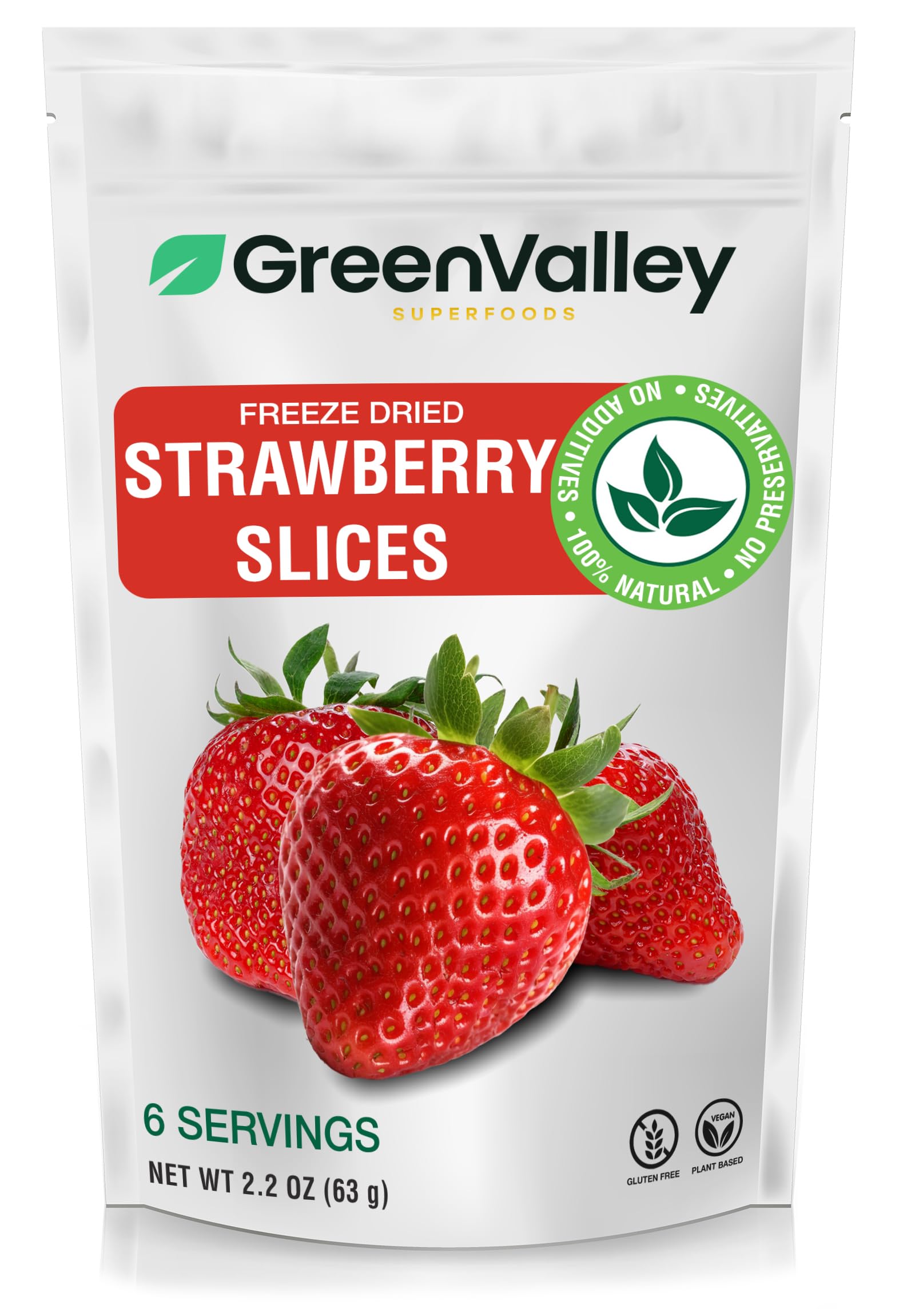 Freeze-Dried Sliced Strawberries - No Sugar Added, 100% Natural, Gluten-Free, Vegan, Non-GMO, Perfect for Snacks, Smoothies, and Baking - (2.2 Ounce)