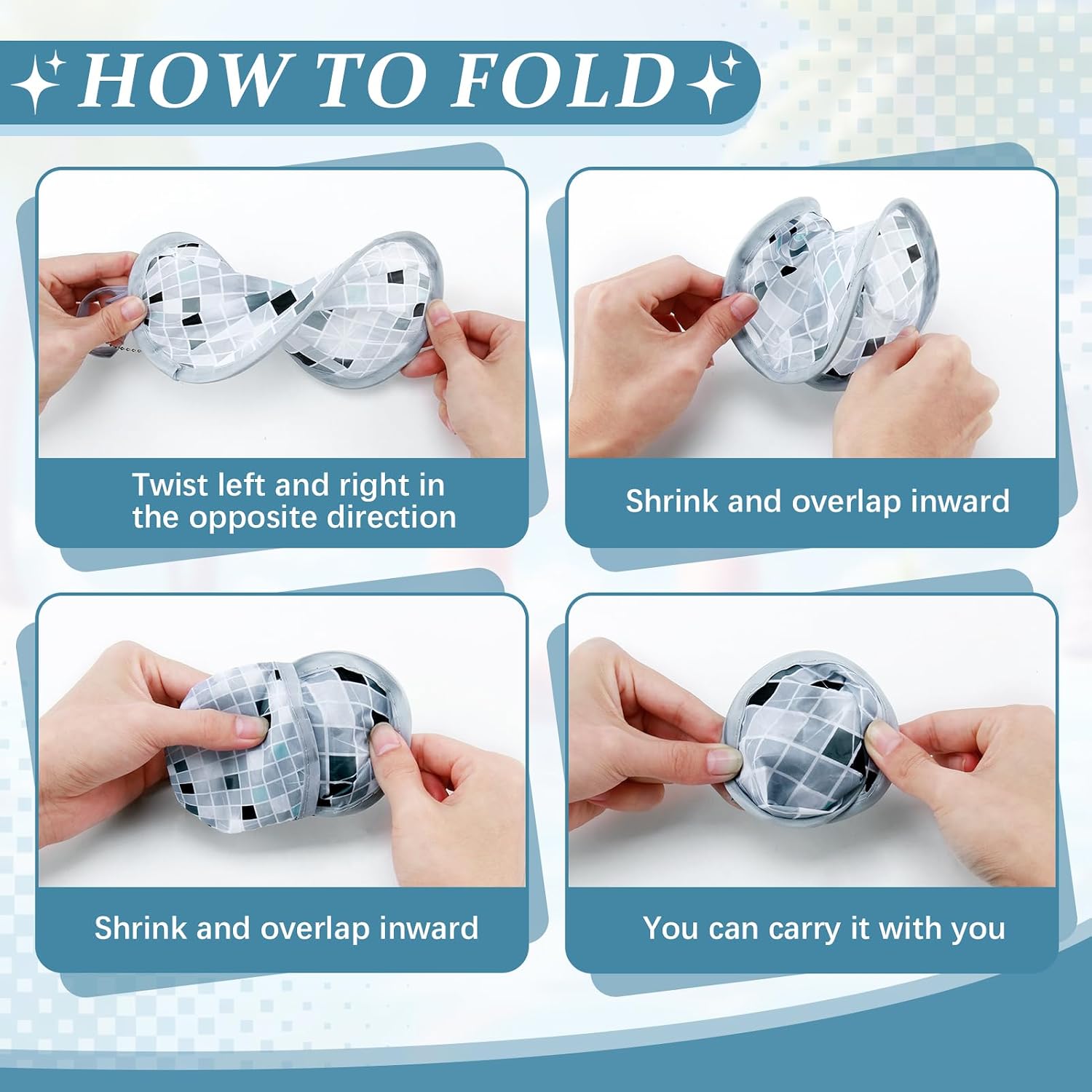 12 Pcs Disco Round Foldable Hand Fans, Disco Styles Handheld Compact Cooling Fans, Multi-Role Round Fans with Pocket for Outdoor Games, Party Decorations,Travel (Disco-12)