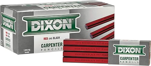 Miniatura 5 de DIXON Lápices industriales de carpintería núcleo de grafito duro rojonegro 7 pulgadas paquete de 12 19973