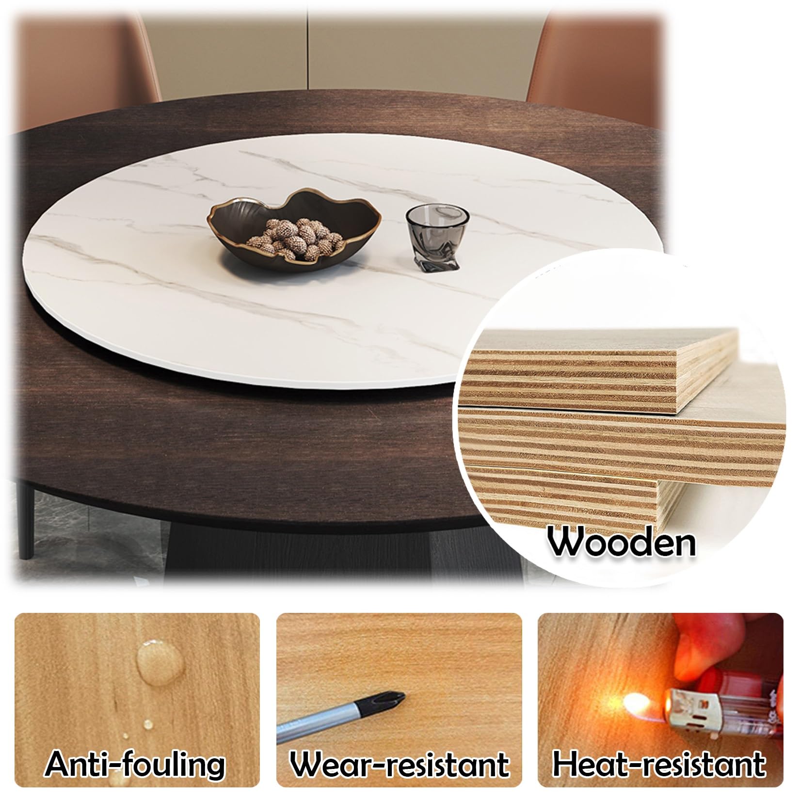 Lazy Susan Plateau Tournant Rond Pour Table De Salle à Manger, Plateau De Service Rotatif à