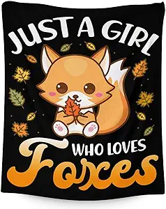 Mercuryelf Fox Throw Blanket - Soft, Fuzzy & Warm - 30x40 Inches Small Blankets for Lap, Crib - Black Cute Throws Gift for Fox Lovers