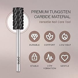 PANA Professional 3/32 Shank Size - Flat Top Large Barrel Carbide Bit - Nail Drill Bit for Dremel Machine (Silver, Gold, DLC Black) (3X Coarse, DLC Black)