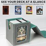 Card Deck Box for MTG Commander, Magnetic Card Display Case,TCG Card Storage Box, Holds 100 Double-Sleeved Cards, Gray & Blue