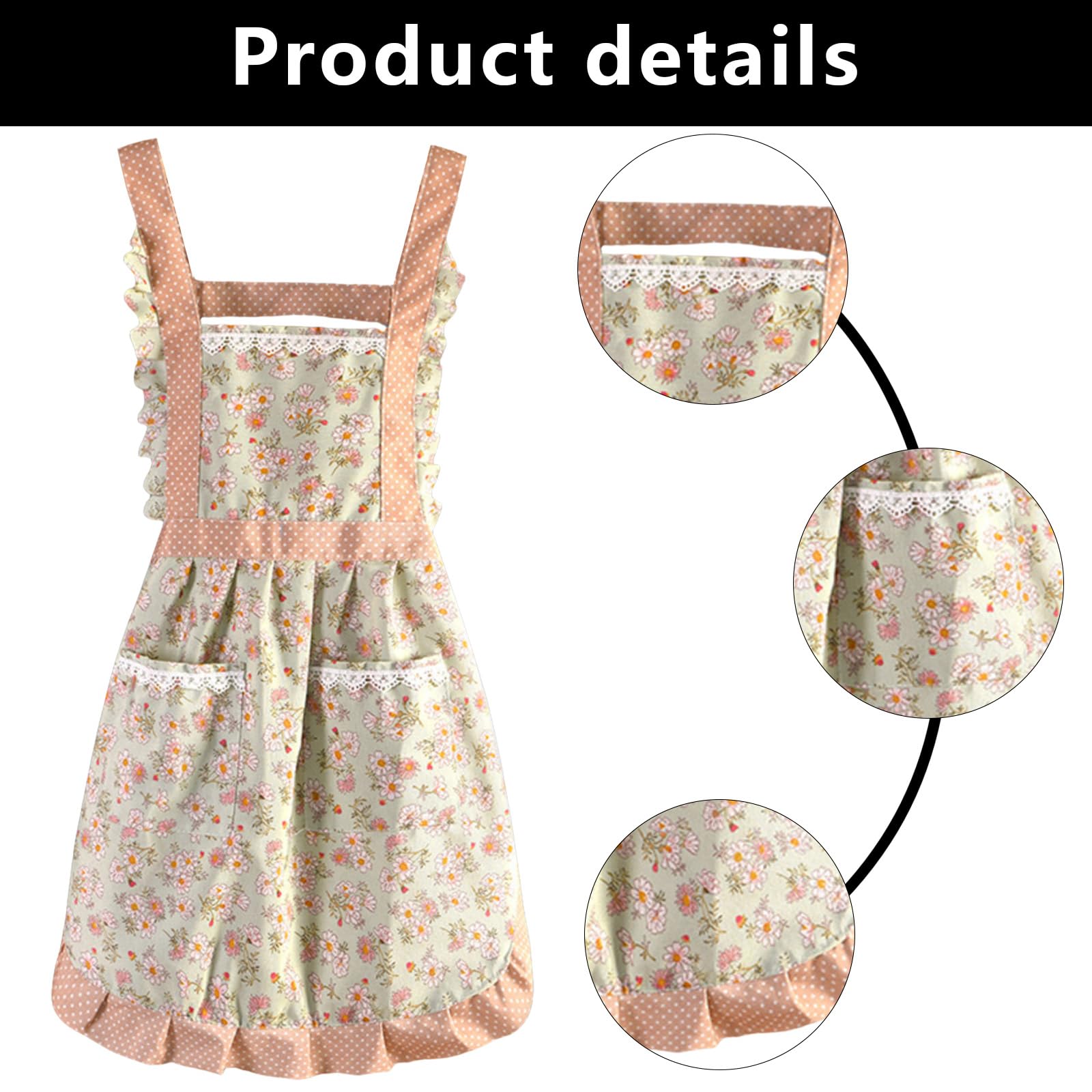 FAIRYGATE Ladies Aprons Kitchen Apron Adjustable Bib Chef Apron with Pockets Cooking Apron for Men and Women Cooking Apron with Long Ties for Kitchen Baking Gardening Catering BBQ A1629 - Image 3