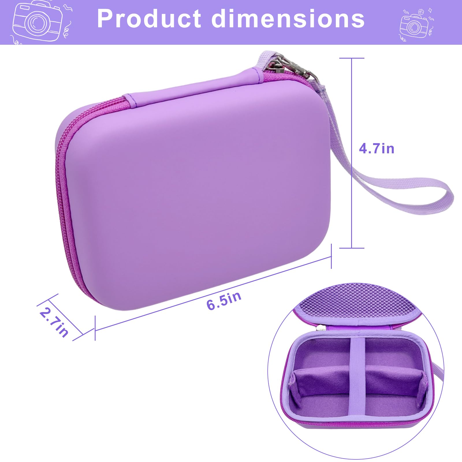 Makolle Étui pour appareil photo pour enfants compatible avec Goopow/ESOXOFFORE Seckton/Dylanto/CIMELR Support de jouets pour appareil photo numérique pour enfants pour carte SD, papier d'impression