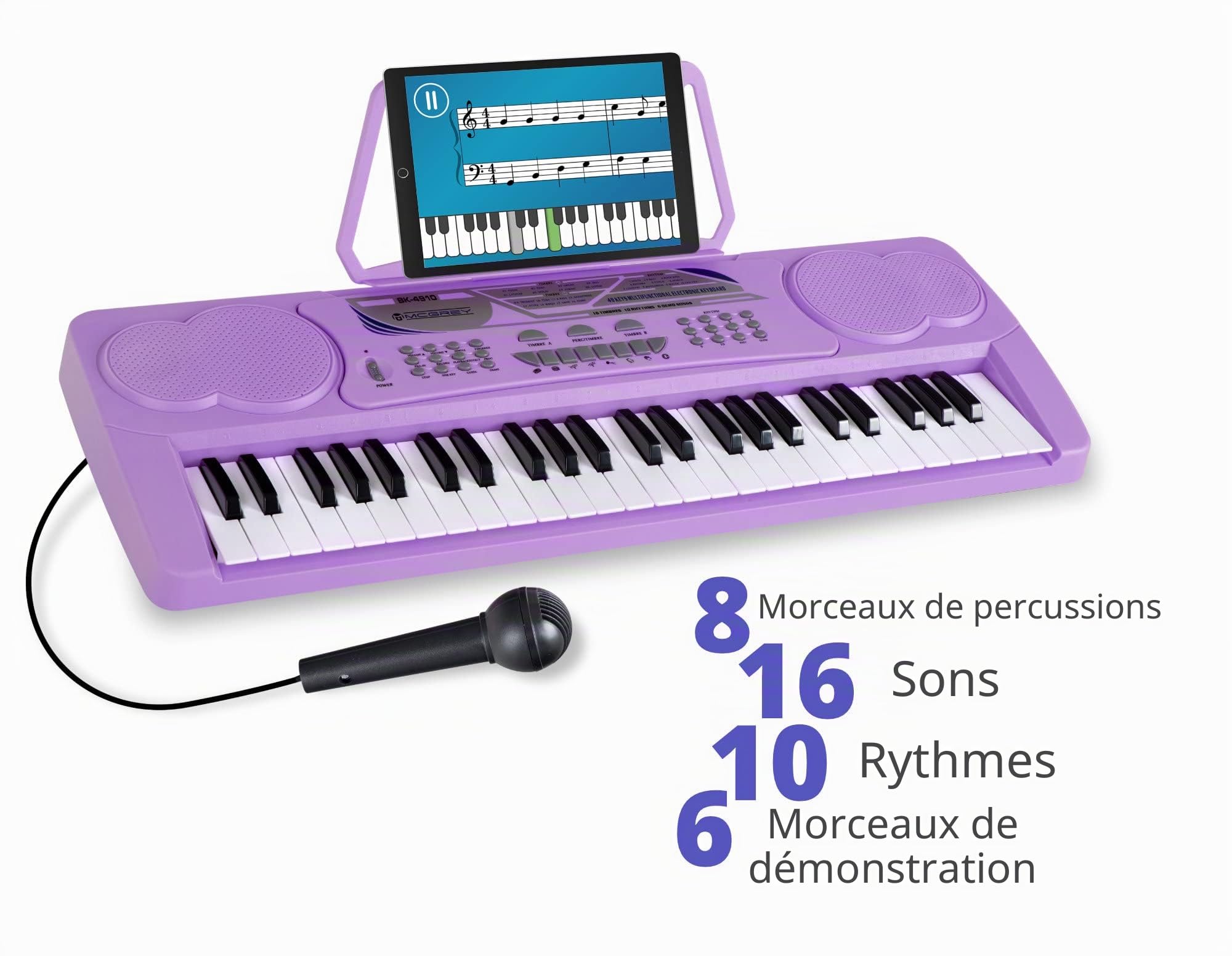 McGrey BK-4910VT Clavier 49 Touches Avec Pupitre Violet, 16 sons, 5 mm)