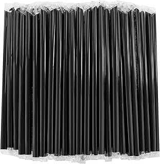 400 Pcs Black Boba Straws Jumbo Smoothie Straws,Individually Wrapped Disposable Plastic Large Wide-mouthed Milkshake Drinking Straws(0.43" Wide X 9.45" Long)