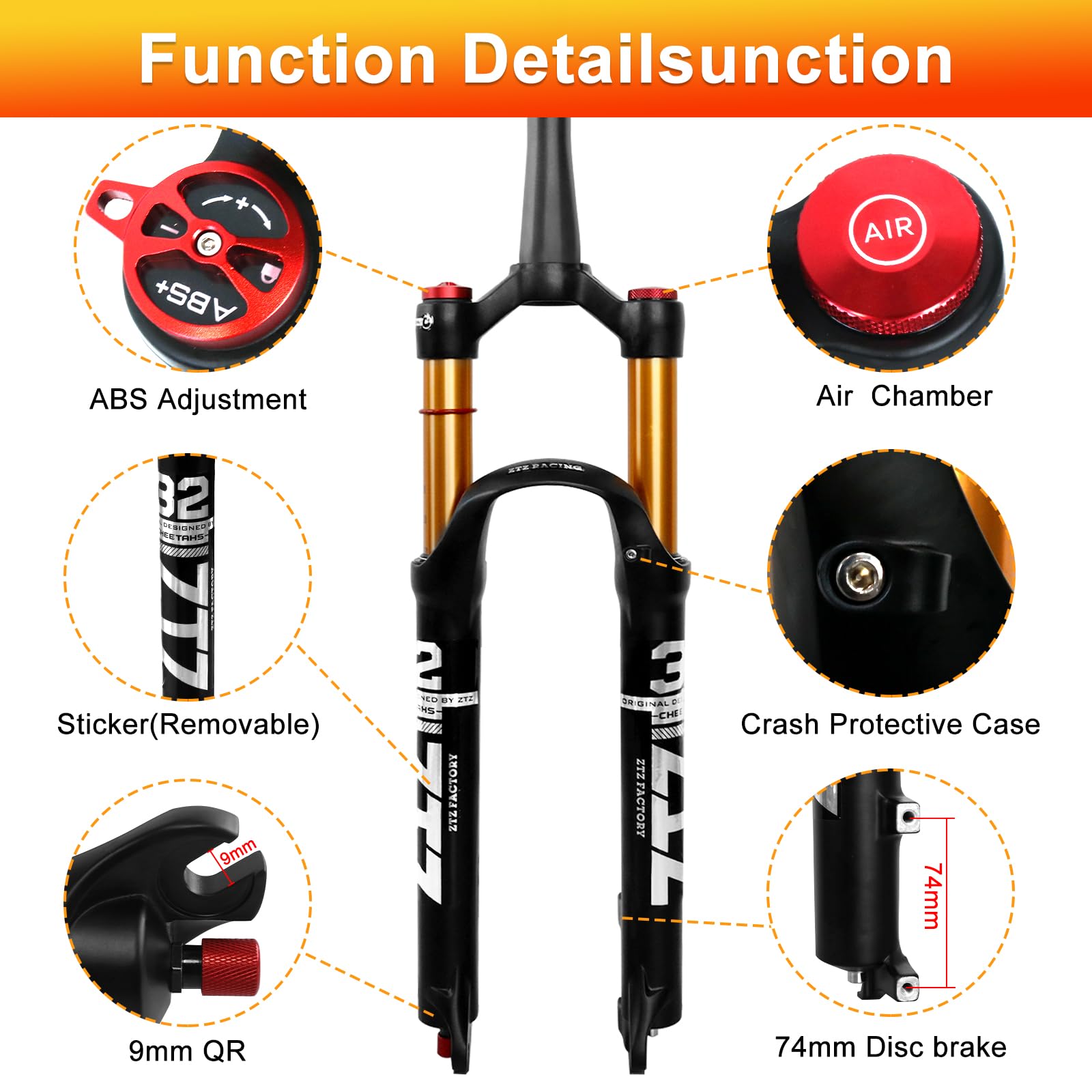 Ztz Racing Forks Snapklik.com : ZTZ 26/27.5/29 Inch MTB Air Suspension Fork, 1 1/8 To 1. ...