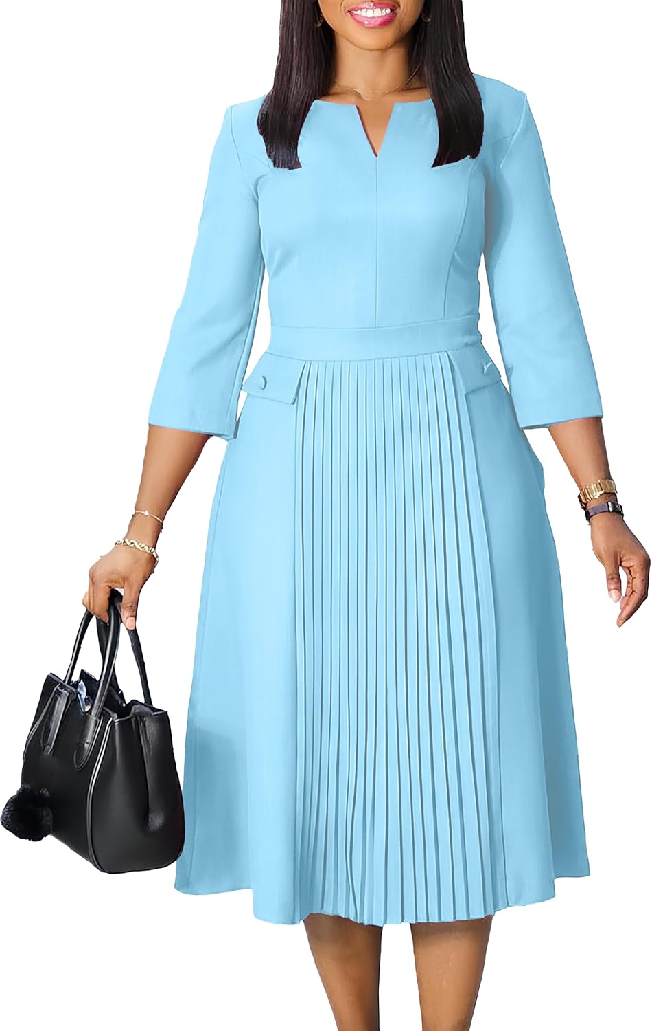 Wear to Work Midi Dress for Women Business Casual A-line Dress Elegance Church Outfits