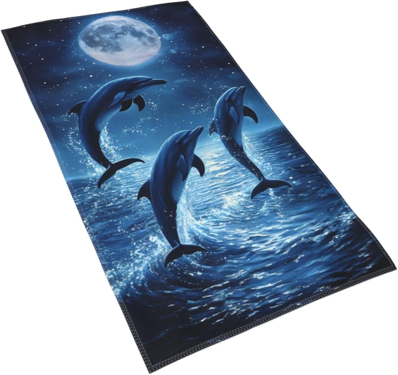 Begarm Dolphin Hand Towels Set of 2, Ocean Animal Decorative Towels, Soft Polyester Lightweight Towels, Absorbent Quick Dry Fingertip Towels for Bathroom Kitchen Beach Gym Hotel 14.5x28 Inch