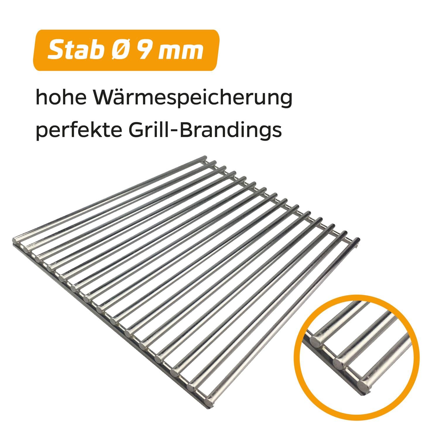 Grillfürst Edelstahl Grillrost für Broil King Monarch und Broil King Royal - pflegeleichtes Grillgitter mit 8 mm starken Streben, Ersatz Grillrost im Format 36,8 x 27 cm
