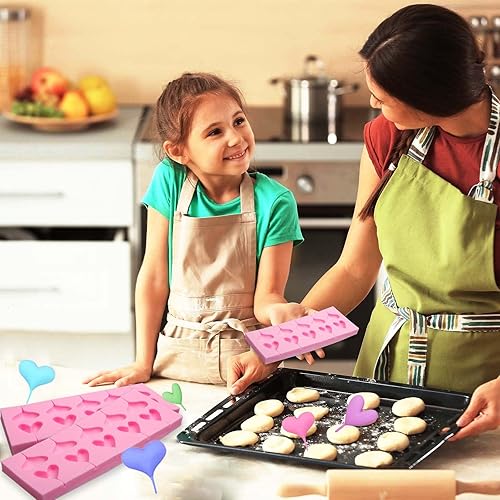 Miniatura 4 de Moldes de silicona de chocolate con forma de corazón, 2 paquetes de 10 moldes de caramelo de cavidad para el día de San Valentín, decoración de