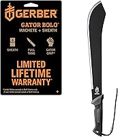 Gerber Gator Bolo 22" Machete - Full Tang 1050 Steel Blade, Gator Grip Handle, Nylon Sheath for Gardening, Camping & Bushcraft