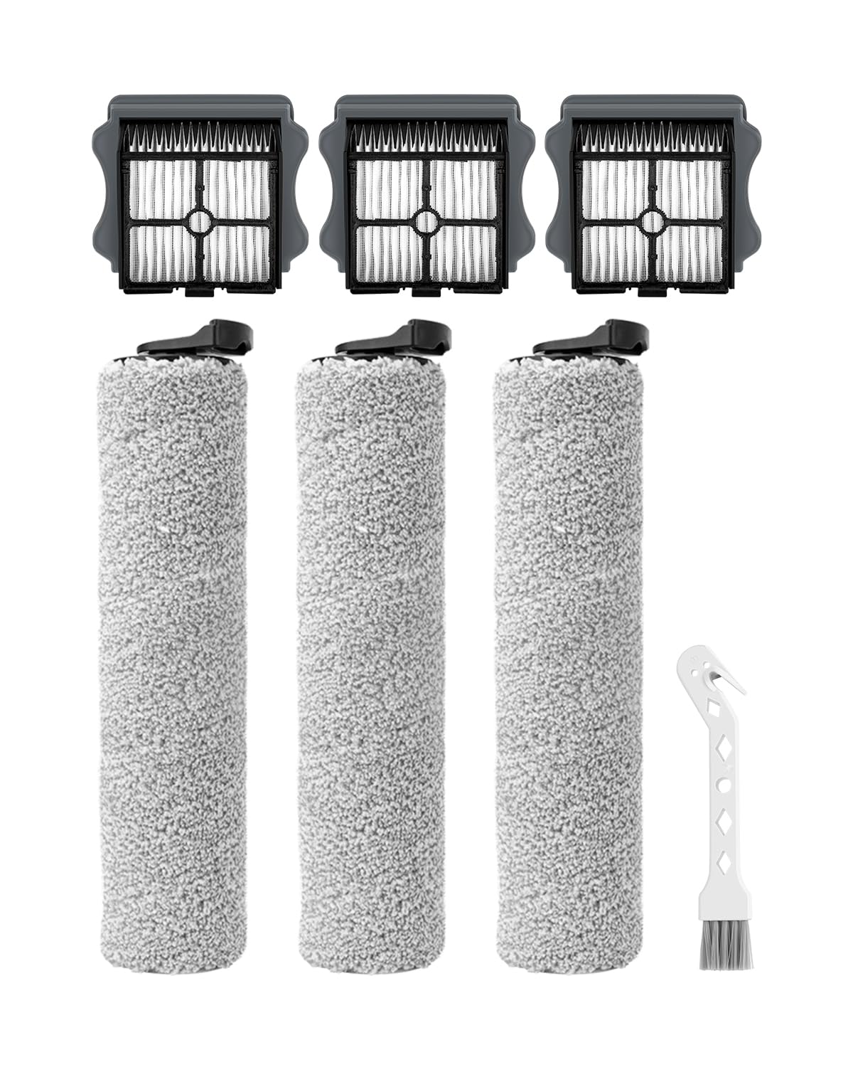 E.LUO Replacement Brush Rollers and Filters Kit Compatible with Tineco iFloor 3 and iFloor One S3 Cordless Wet Dry Vacuum Cleaner,Package inclues 3 HEPA &amp; 3 Rollers