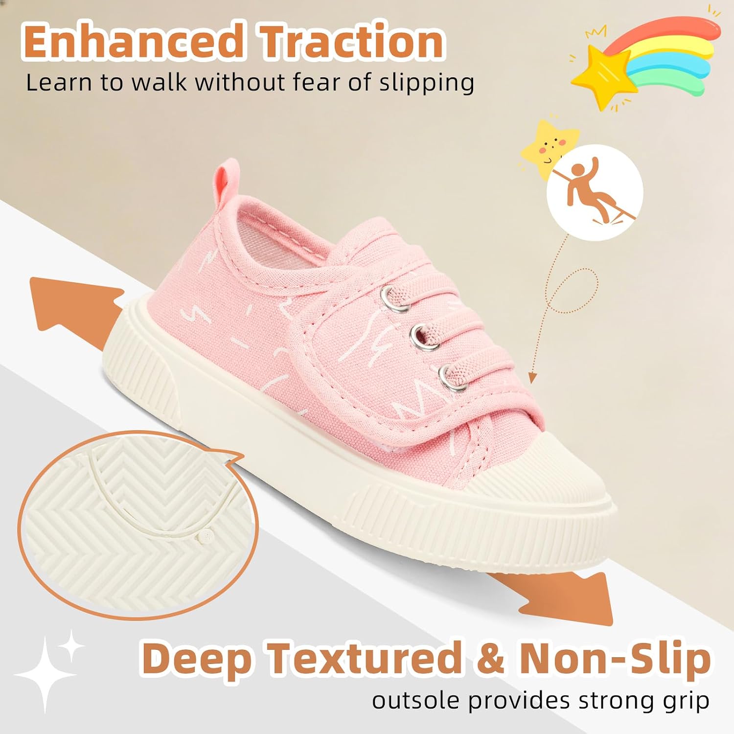 BACSAC Toddler Shoes Boys & Girls - Comfortable Tennis Walking Sneakers with Adjustable Hook and Loops Athletic Running Non Slip Casual Canvas Shoe