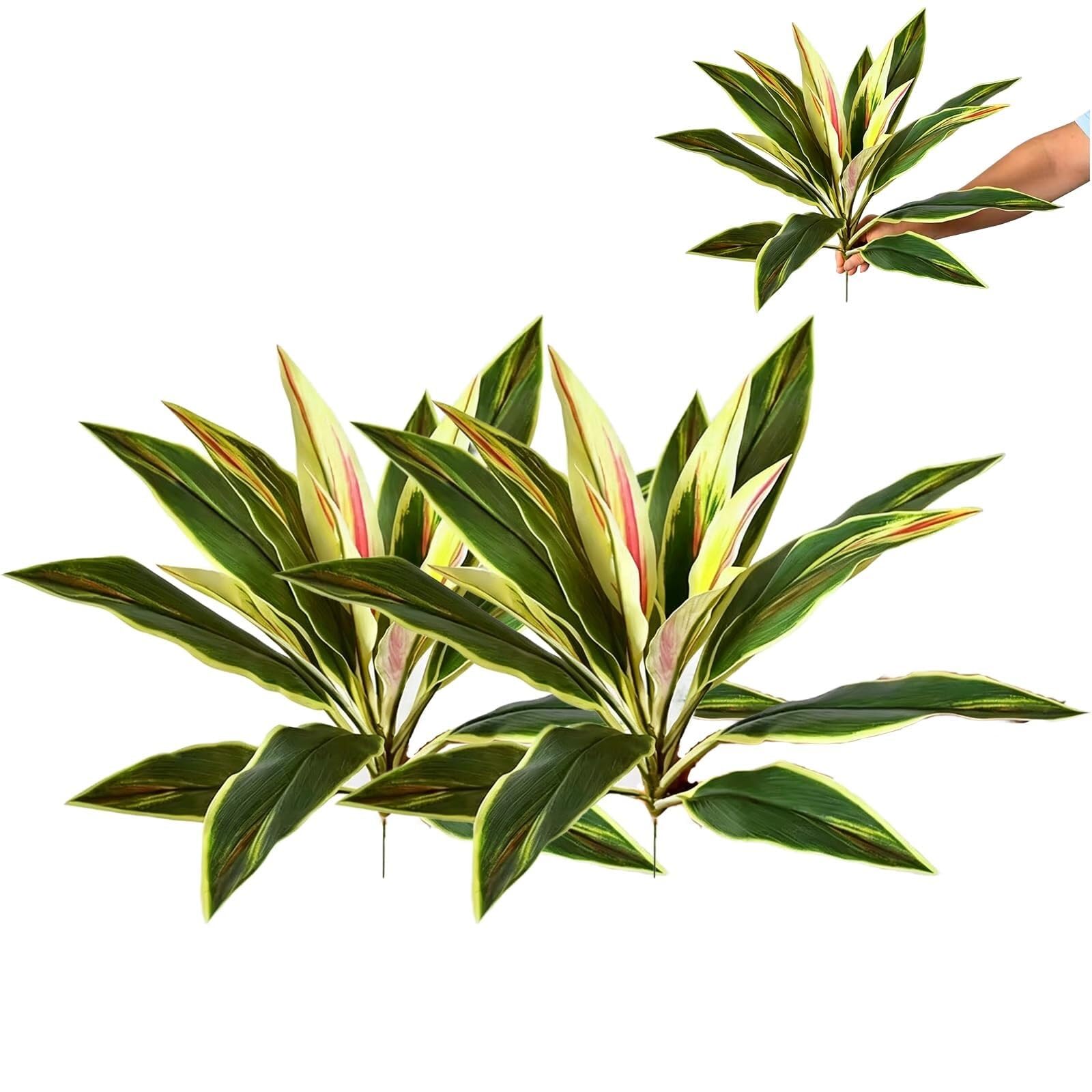 Lcpkuttr 2Pcs White Green 2Pcs Large Realistic Artificial Boston Fern Dragon's Blood Tree, 4 Colors Faux Greenery Plants, Faux Greenery For Plant Wall Floral Arrangement Accessories R0g612(2Pcs White Green)