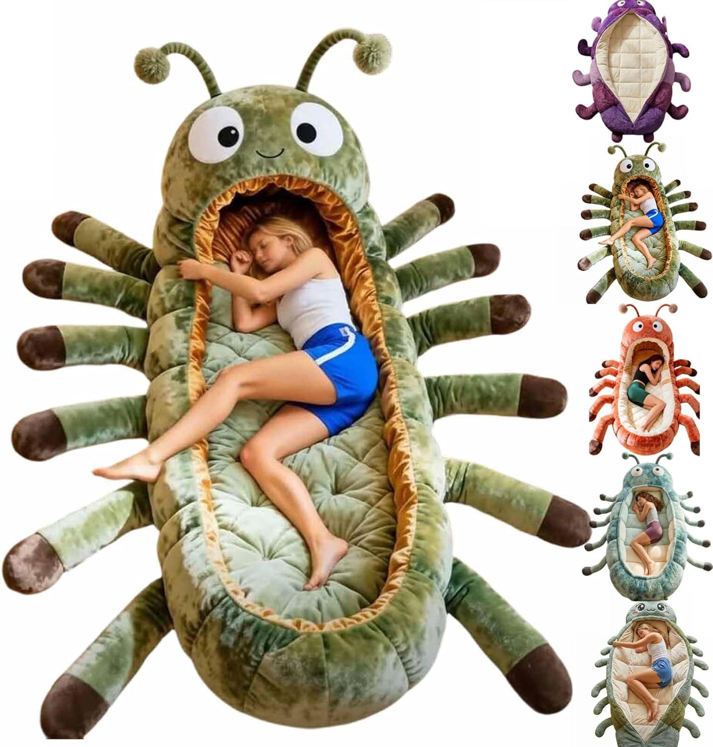Hugging Caterpillar Sleeping Bag,2026 New Catapillar Sleeping Bag,Pull Cord Cocoon Sleeping Bags,Full Body Plush Lounger, Indoor Nap Pod, Cozy Reading Nest, Animal Sleeping Bags for Adults — view 7