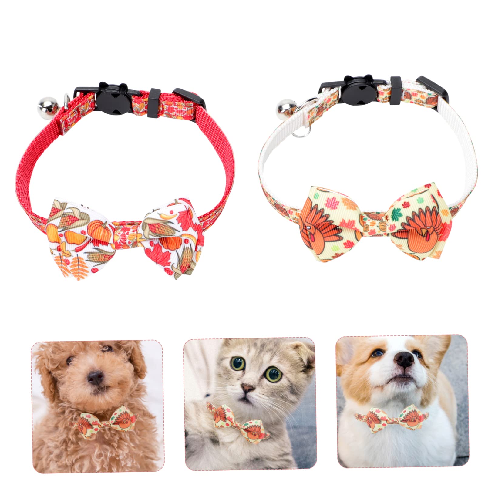 minkissy 10pièces Colliers Ajustables pour Animaux avec Nœud De Accessoires De Mode pour Et Chiens Thème Thanksgiving