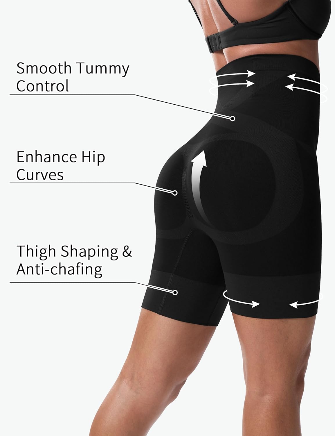 No-Roll Tummy Control Shapewear - High Waist Body Shaper Shorts Thigh Slimmer Shapewear Under Dress - Image 2