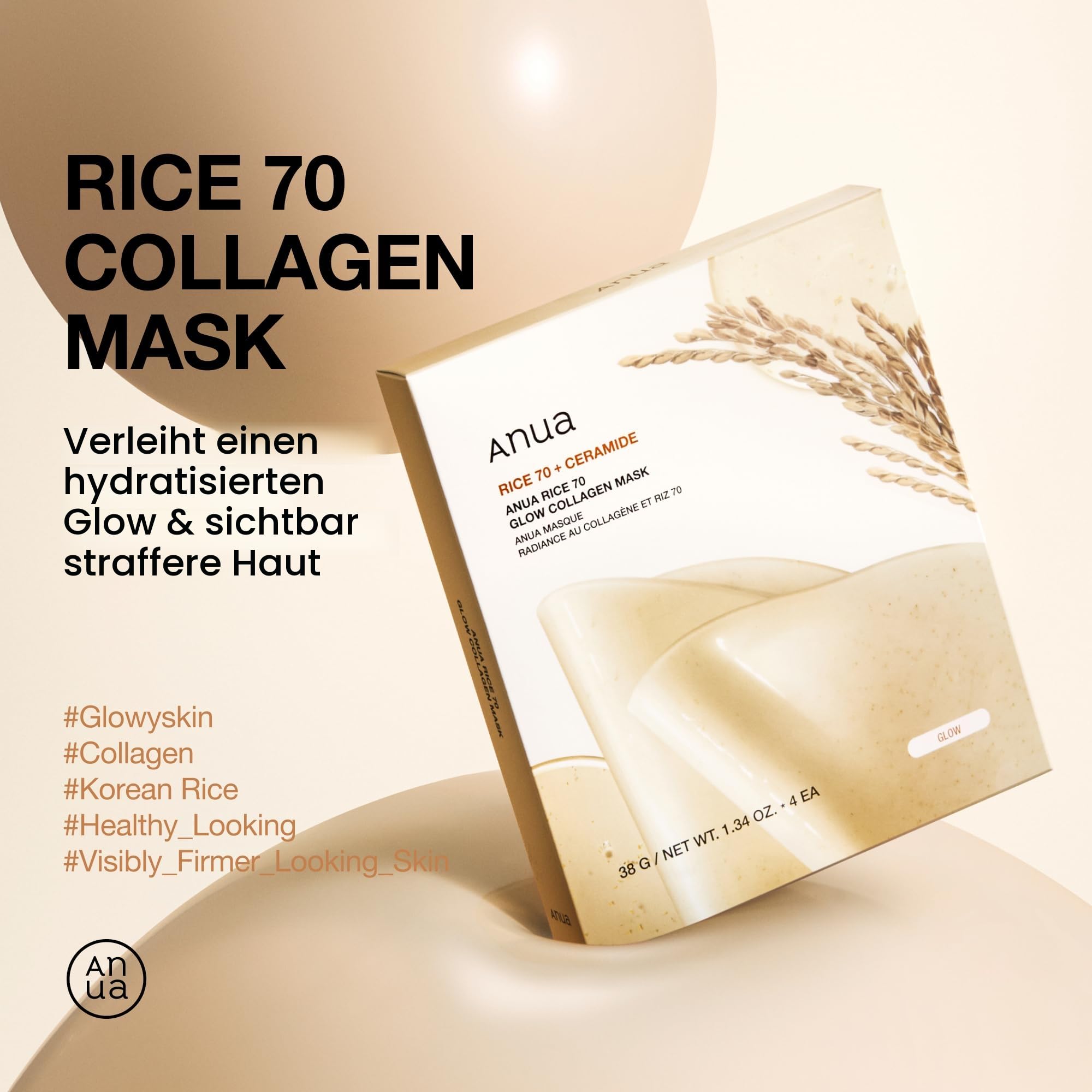Anua Rice Radiance 3 Step Set : Rice Cleansing Powder & Toner & Mask, for Glass Skin, Korean Skincare