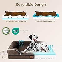 Vista 187 de EHEYCIGA - Cama ortopédica para perro grande, impermeable, de espuma viscoelástica y espuma tipo caja de huevos, bordes elevados, antideslizante